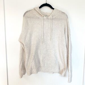 Aerie Cream Waffle Knit Hoodie Pullover Sweater Sweatshirt Lounge American Eagle